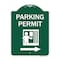 Signmission Parking Permit W/ Right Arrow, Green & White Aluminum Architectural Sign, 18" x 24", GW-1824-23401 A-DES-GW-1824-23401 - alternate 1